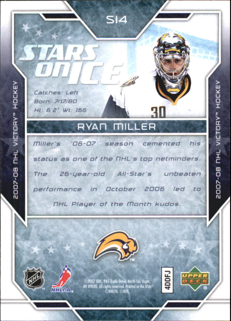 2007-08 Upper Deck Victory Stars on Ice #SI4 Ryan Miller back image