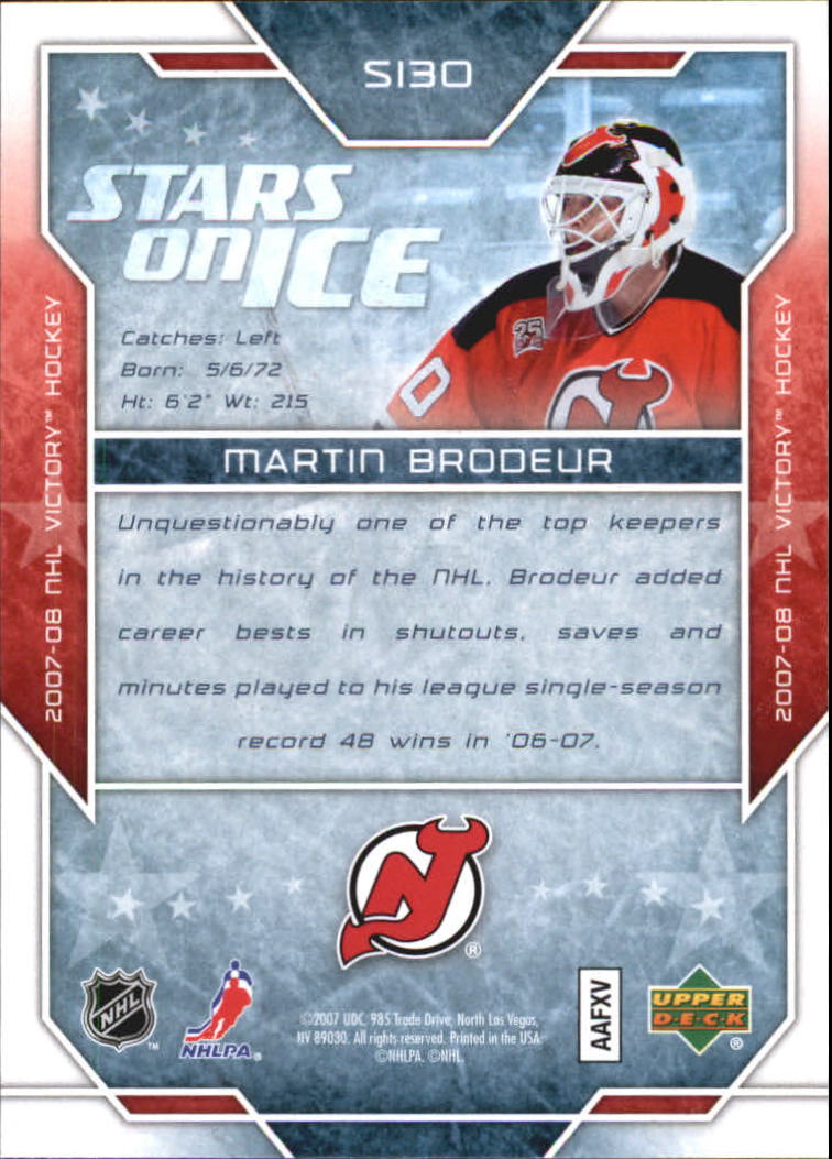 2007-08 Upper Deck Victory Stars on Ice #SI30 Martin Brodeur back image