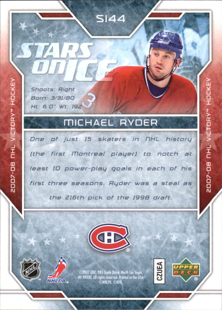 2007-08 Upper Deck Victory Stars on Ice #SI44 Michael Ryder back image