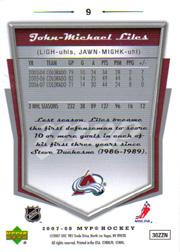 2007-08 Upper Deck MVP #9 John-Michael Liles back image