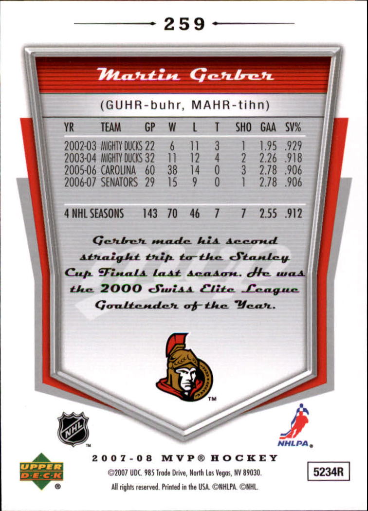 A0213- 2007-08 Upper Deck MVP HK 251-379 +Inserts -You Pick- 15+ FREE US SHIP