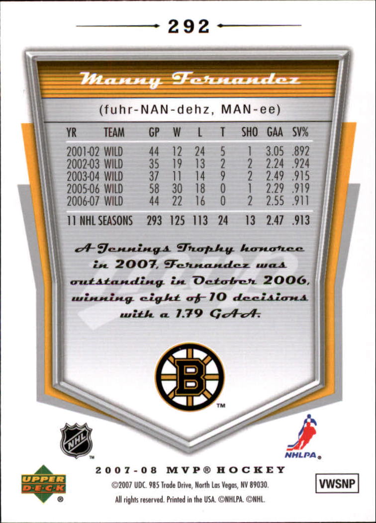 A0213- 2007-08 Upper Deck MVP HK 251-379 +Inserts -You Pick- 15+ FREE US SHIP