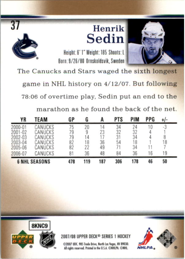 A2966- 2007-08 Upper Deck Hk Cards 1-250 +Rookies -You Pick- 15+ FREE US SHIP - Picture 73 of 458