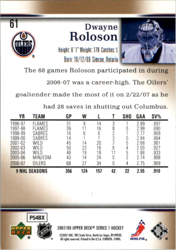 A2966- 2007-08 Upper Deck Hk Cards 1-250 +Rookies -You Pick- 15+ FREE US SHIP - Picture 121 of 458
