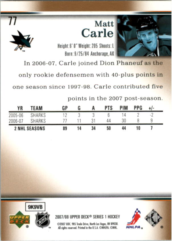 A2966- 2007-08 Upper Deck Hk Cards 1-250 +Rookies -You Pick- 15+ FREE US SHIP - Picture 153 of 458