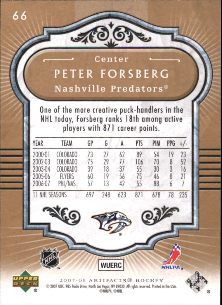 Peter Forsberg Cards (1995-2017) Avalanche Flyers Predators - You Choose