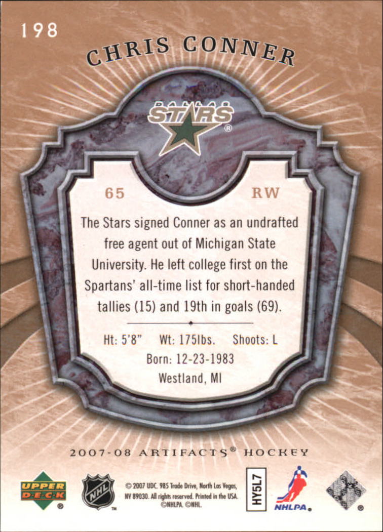 2007-08 Artifacts #198 Chris Conner RC back image