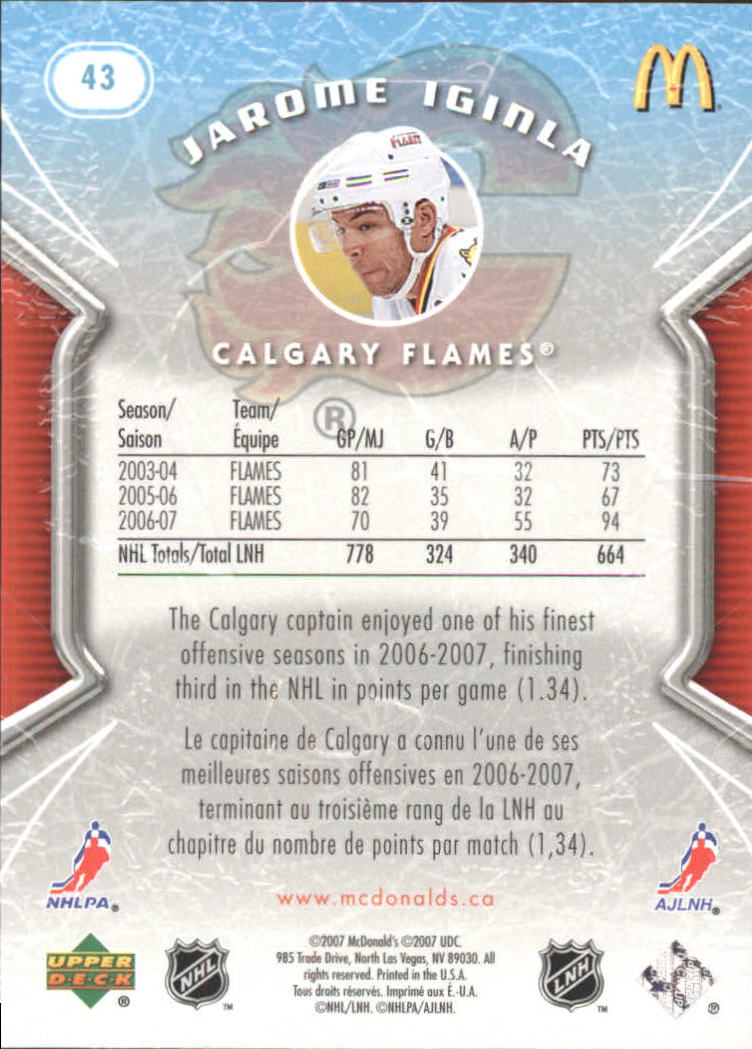 A3830- 2007-08 McDonald's Upper Deck HK Cards 1-50 You Pick- 15+ FREE US SHIP - Picture 83 of 107