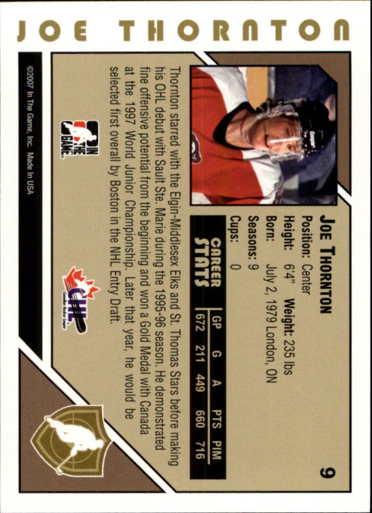 2007-08 ITG Heroes and Prospects #9 Joe Thornton back image
