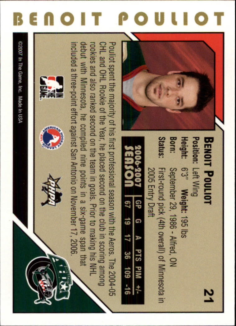 2007-08 ITG Heroes and Prospects #21 Benoit Pouliot back image