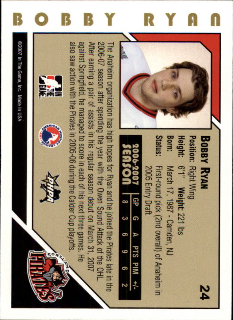 2007-08 ITG Heroes and Prospects #24 Bobby Ryan back image