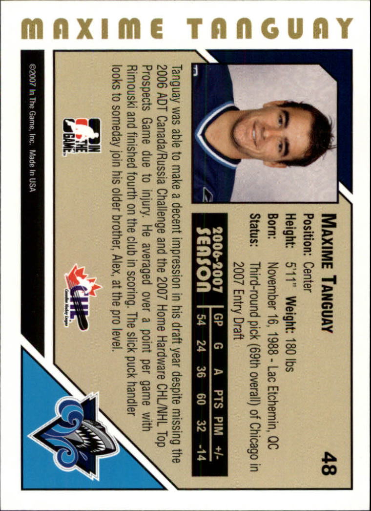 2007-08 ITG Heroes and Prospects #48 Maxime Tanguay back image