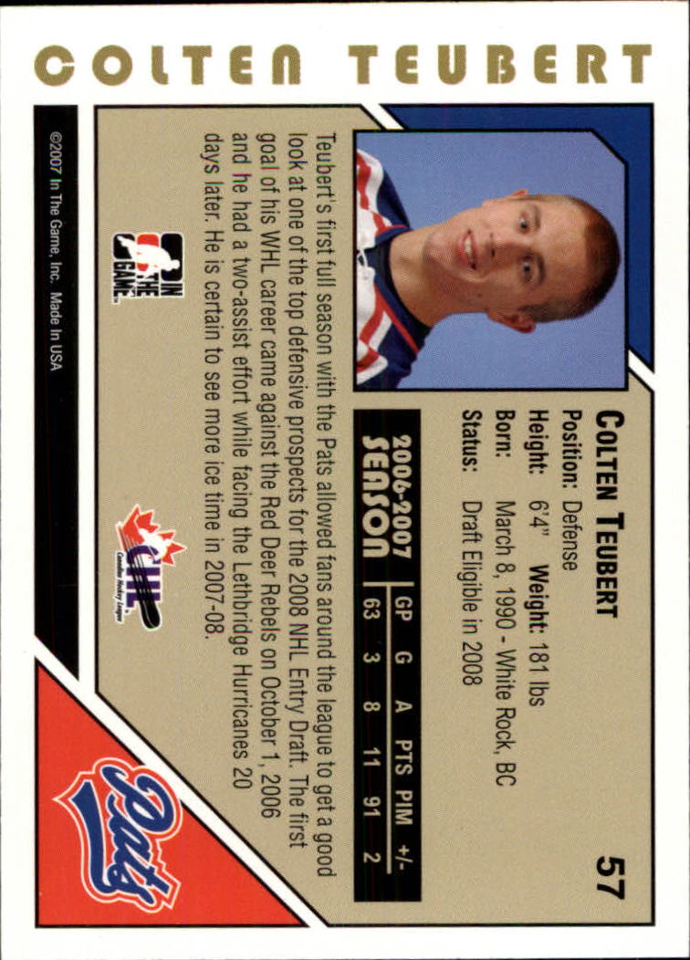 2007-08 ITG Heroes and Prospects #57 Colten Teubert back image