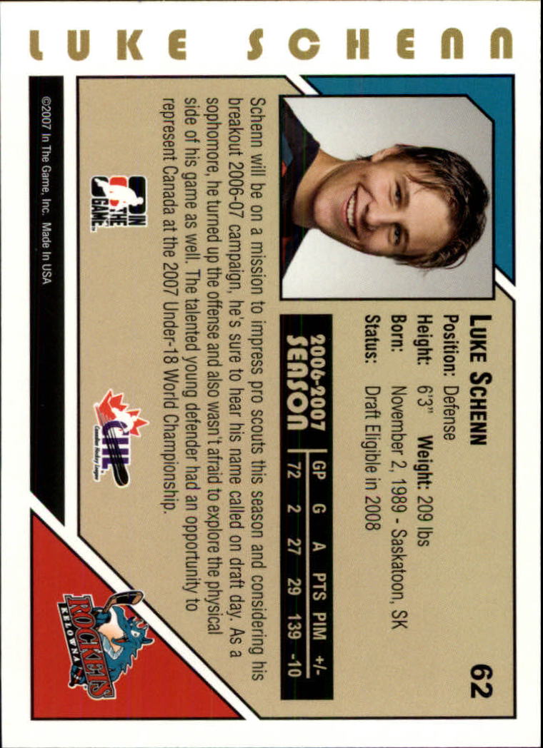 2007-08 ITG Heroes and Prospects #62 Luke Schenn back image