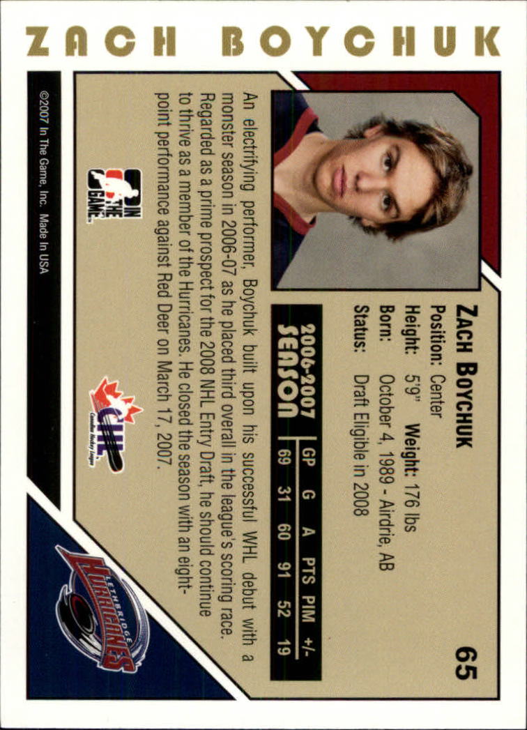 2007-08 ITG Heroes and Prospects #65 Zach Boychuk back image