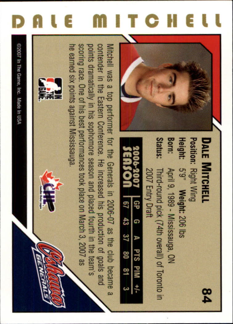 2007-08 ITG Heroes and Prospects #84 Dale Mitchell back image
