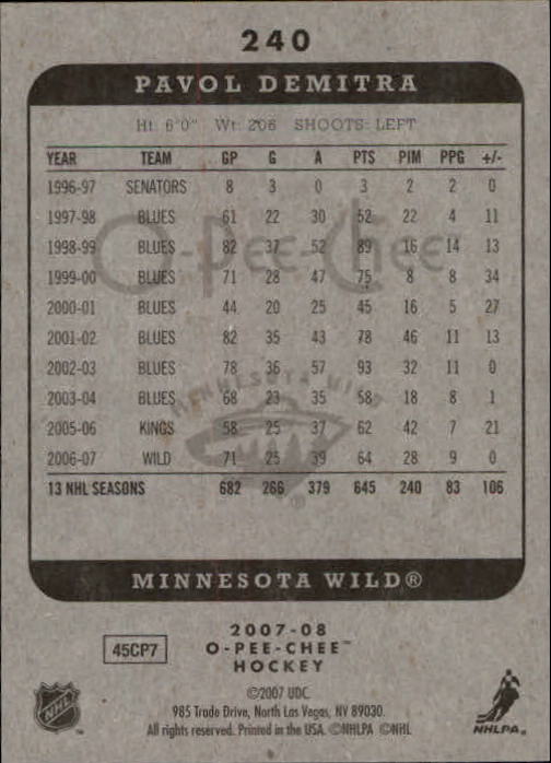 A3231- 2007-08 O-Pee-Chee Hockey Card #s 1-250 -You Pick- 15+ FREE US SHIP - Bild 267 von 285