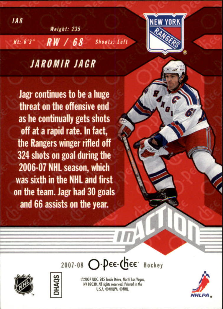 2007-08 O-Pee-Chee In Action #IA8 Jaromir Jagr back image