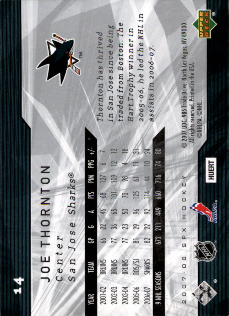 A3202- 2007-08 SPx Hockey Card #s 1-100 +HOFers -You Pick- 15+ FREE US SHIP - Picture 21 of 143