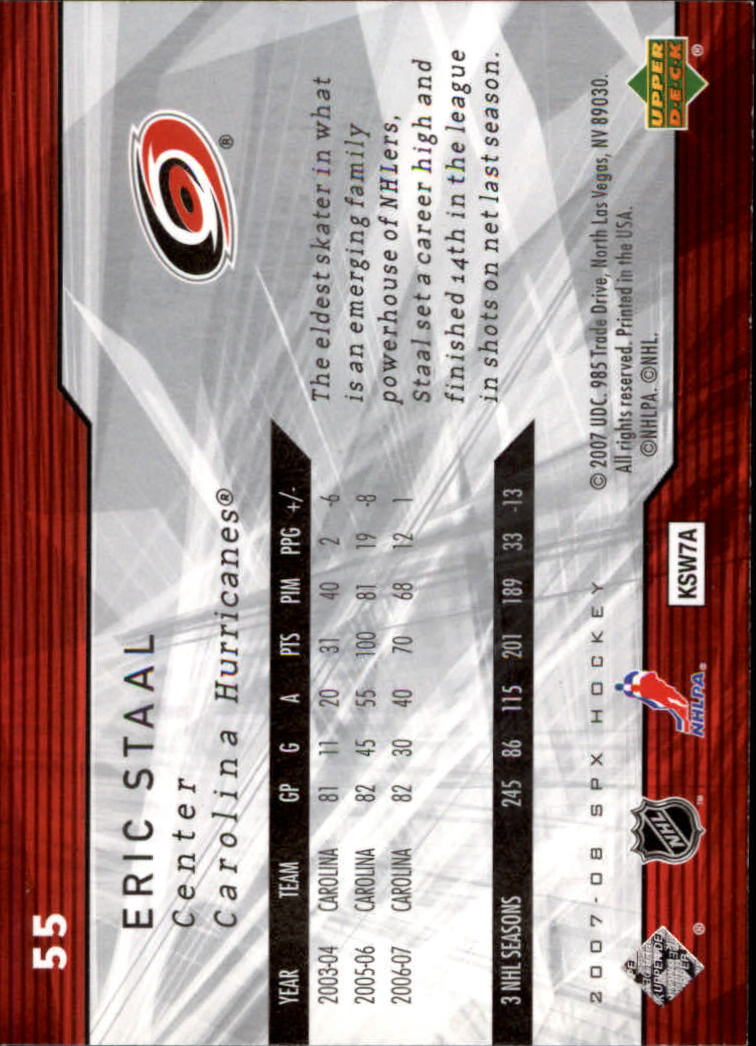 2007-08 SPx #55 Eric Staal back image