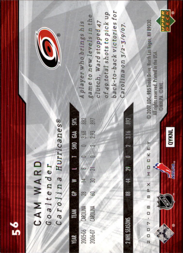 A3202- 2007-08 SPx Hockey Card #s 1-100 +HOFers -You Pick- 15+ FREE US SHIP - Picture 81 of 143