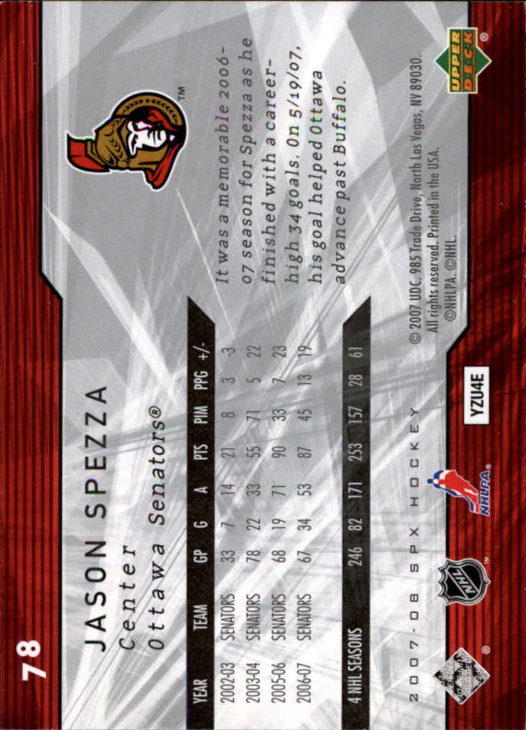 A3202- 2007-08 SPx Hockey Card #s 1-100 +HOFers -You Pick- 15+ FREE US SHIP - Picture 115 of 143