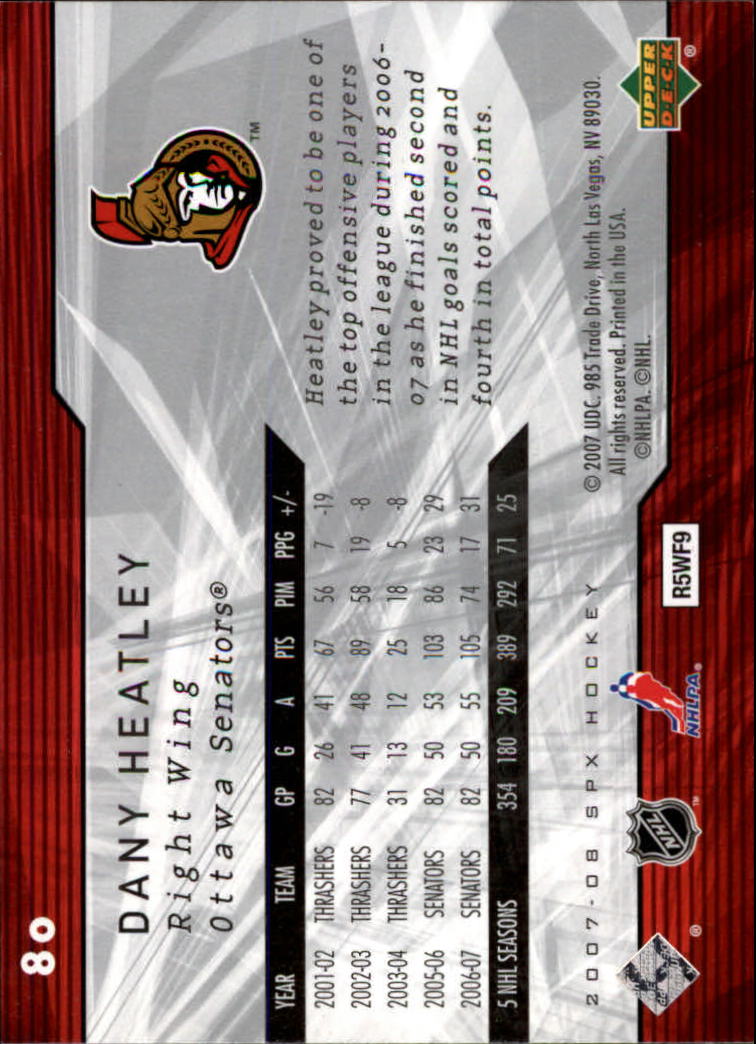 A3202- 2007-08 SPx Hockey Card #s 1-100 +HOFers -You Pick- 15+ FREE US SHIP - Picture 119 of 143
