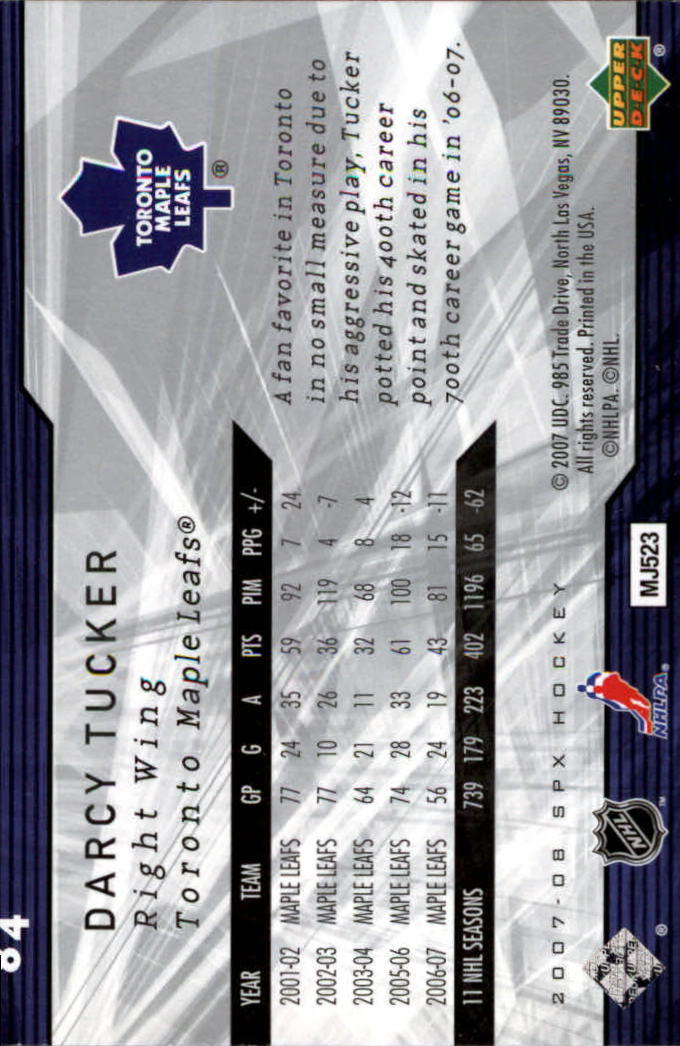 A3202- 2007-08 SPx Hockey Card #s 1-100 +HOFers -You Pick- 15+ FREE US SHIP - Picture 125 of 143