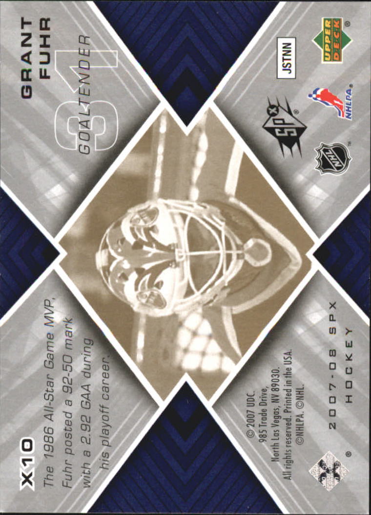 2007-08 SPx SPXtreme #X10 Grant Fuhr back image