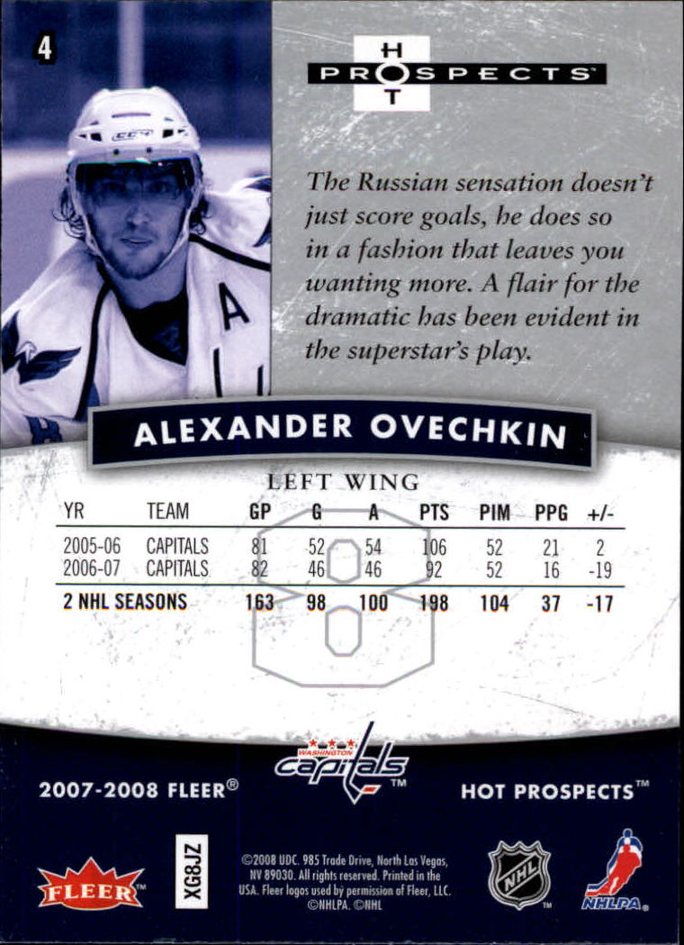 2007-08 Hot Prospects #4 Alexander Ovechkin back image