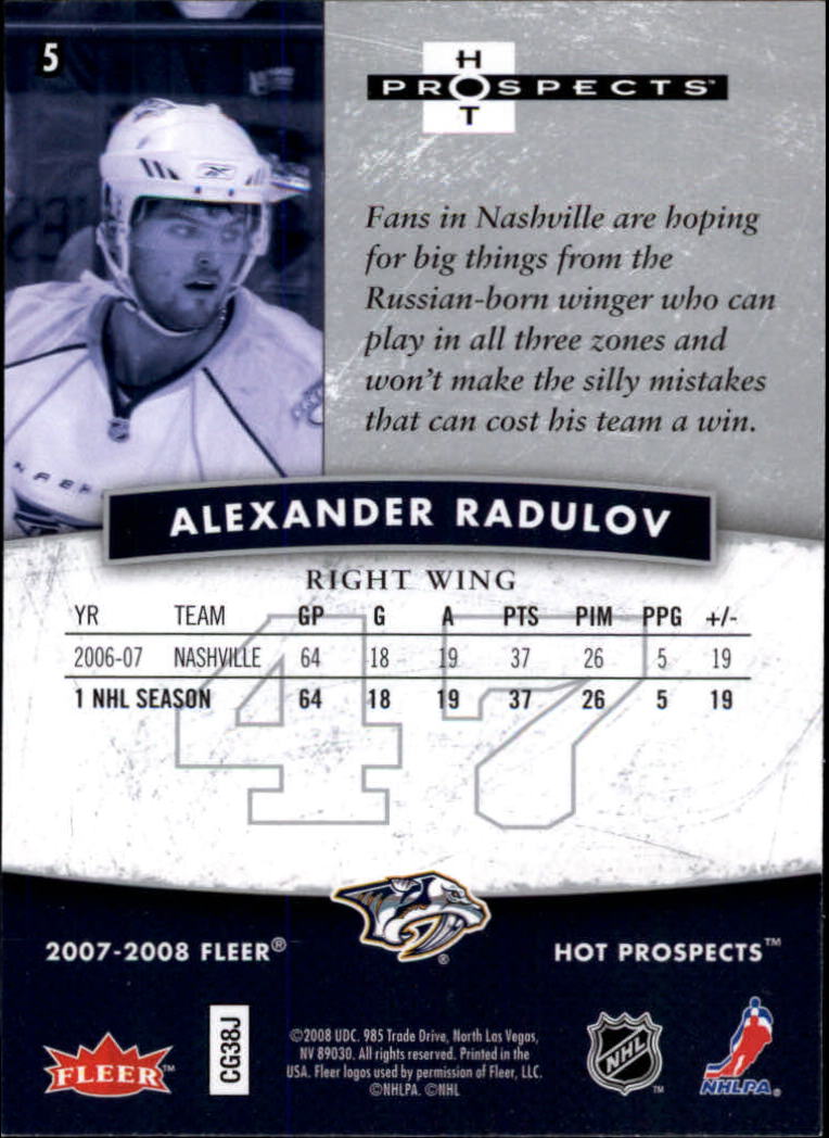2007-08 Hot Prospects #5 Alexander Radulov back image