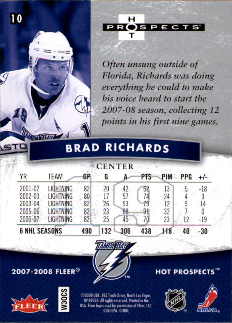 2007-08 Hot Prospects #10 Brad Richards back image