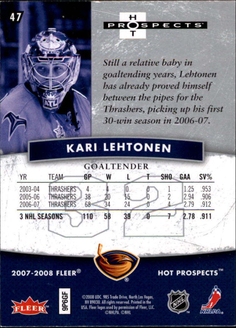 2007-08 Hot Prospects #47 Kari Lehtonen back image