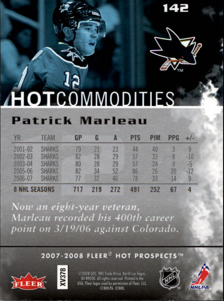 2007-08 Hot Prospects #142 Patrick Marleau HC back image