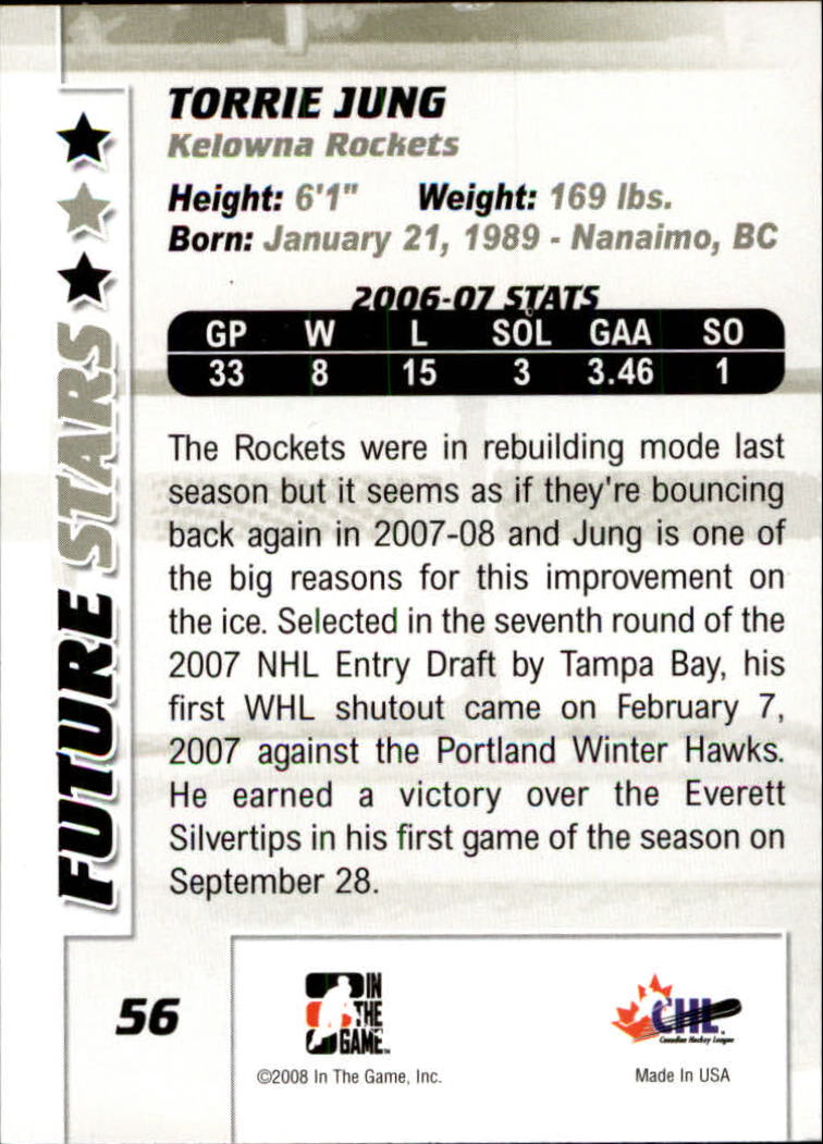 2007-08 Between The Pipes #56 Torrie Jung back image