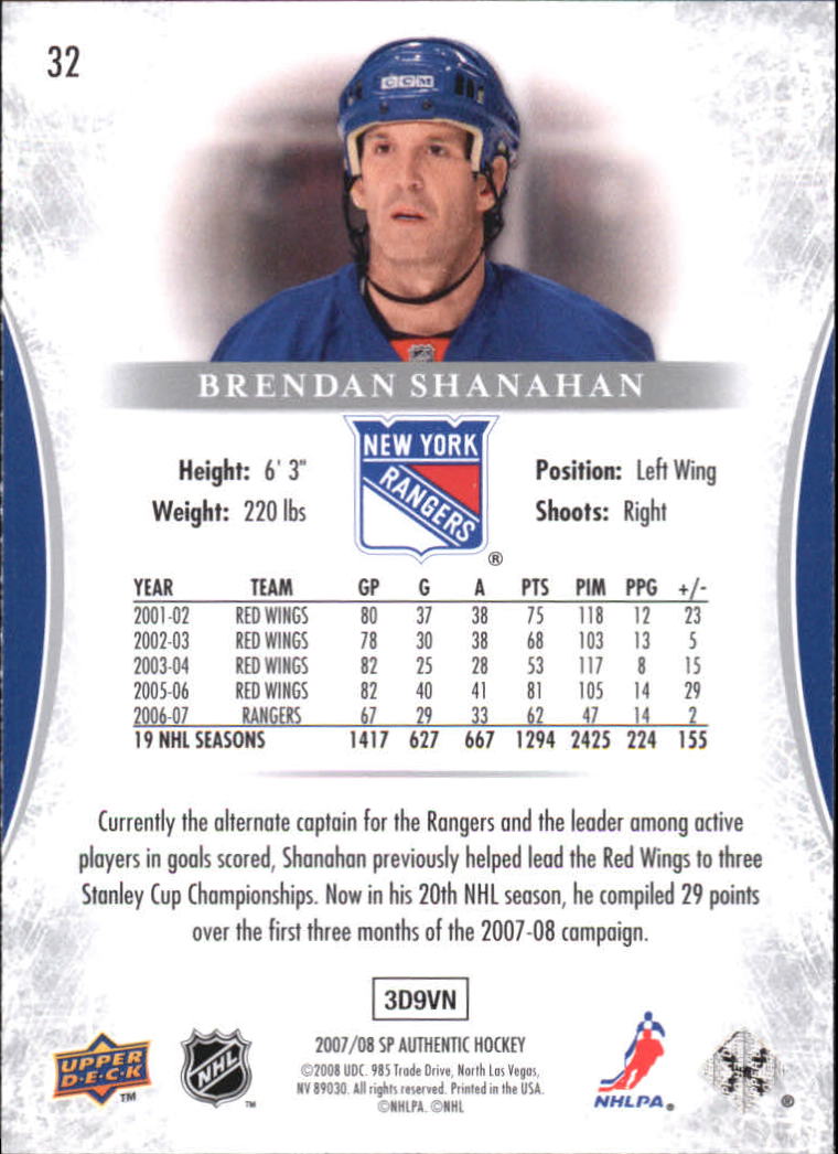2007-08 SP Authentic #32 Brendan Shanahan back image