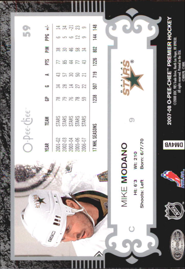 2007-08 OPC Premier #59 Mike Modano back image