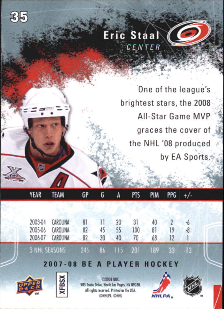 2007-08 Be A Player #35 Eric Staal back image