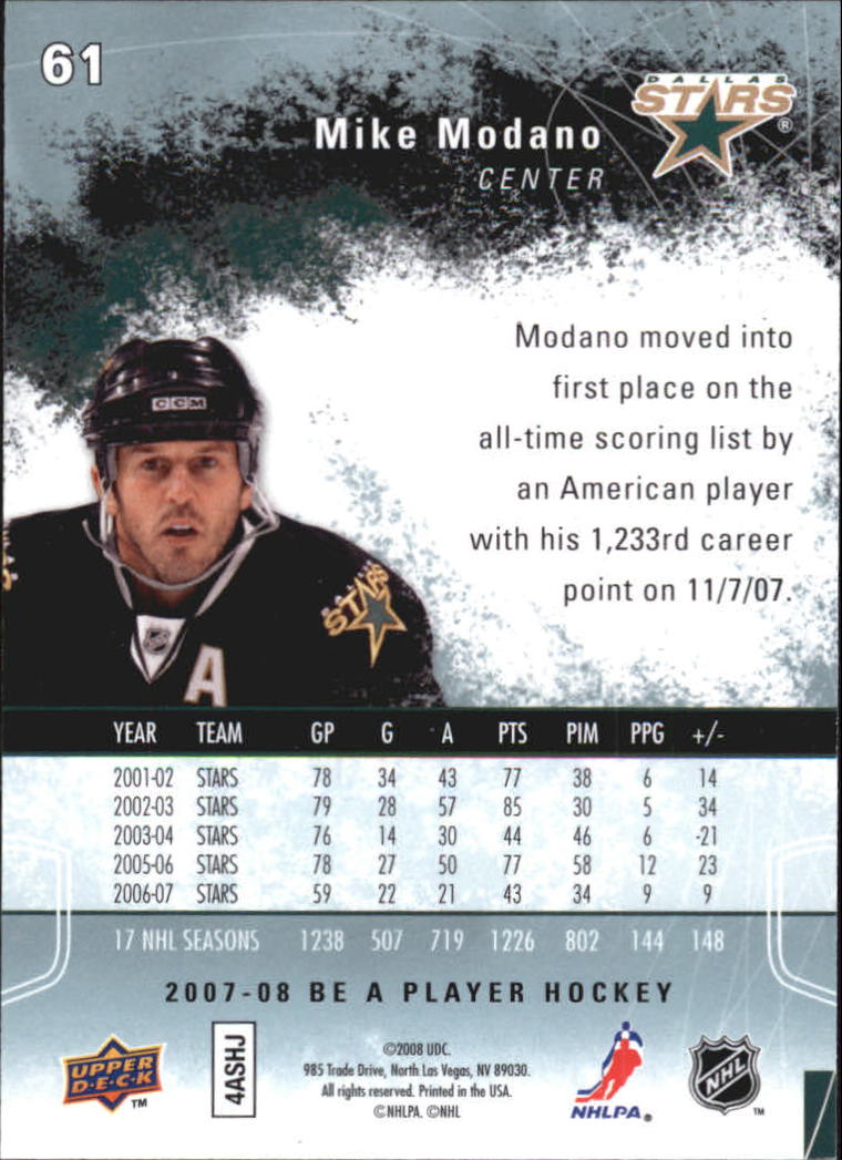 2007-08 Be A Player #61 Mike Modano back image