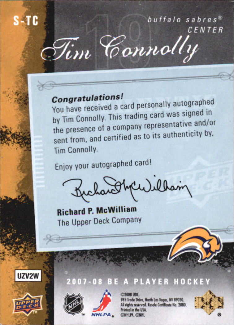 2007-08 Be A Player Signatures #STC Tim Connolly back image