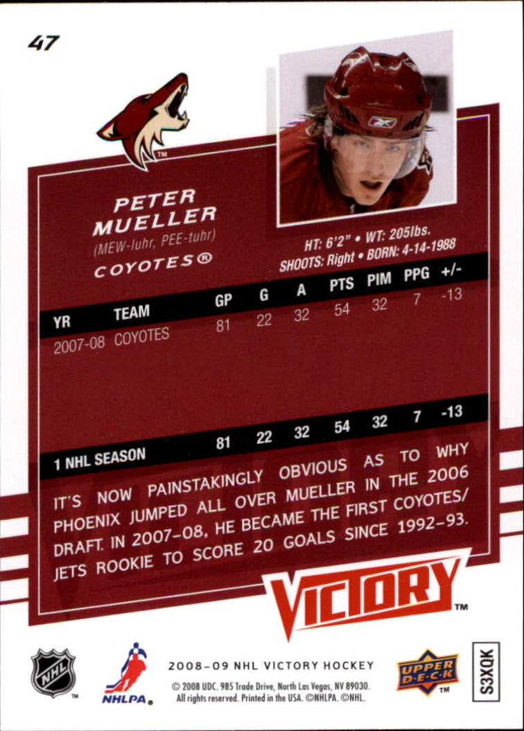 2008-09 Upper Deck Victory #47 Peter Mueller back image