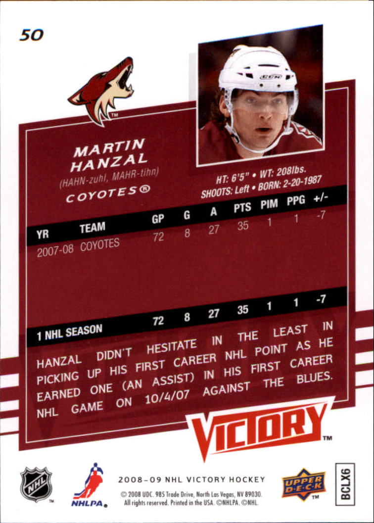 2008-09 Upper Deck Victory #50 Martin Hanzal back image