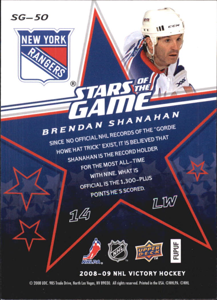 2008-09 Upper Deck Victory Stars of the Game #SG50 Brendan Shanahan back image