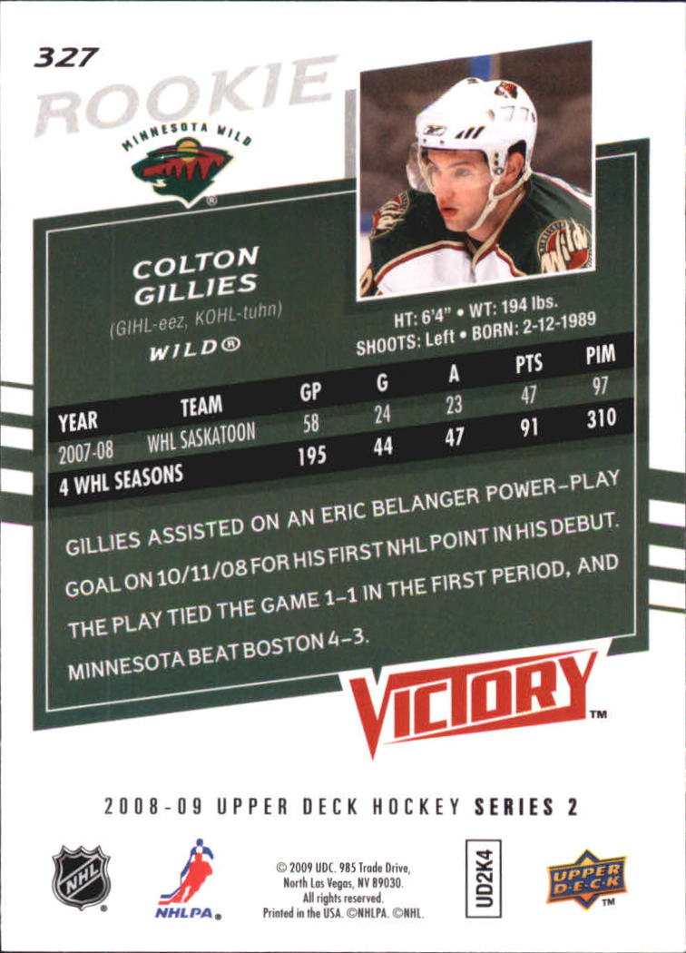 2008-09 (WILD) Upper Deck Victory Gold #327 Colton Gillies ...