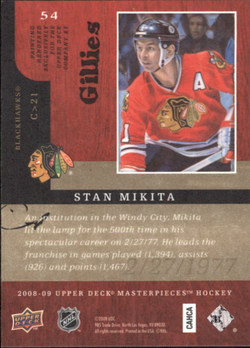 2008-09 UD Masterpieces #54 Stan Mikita back image