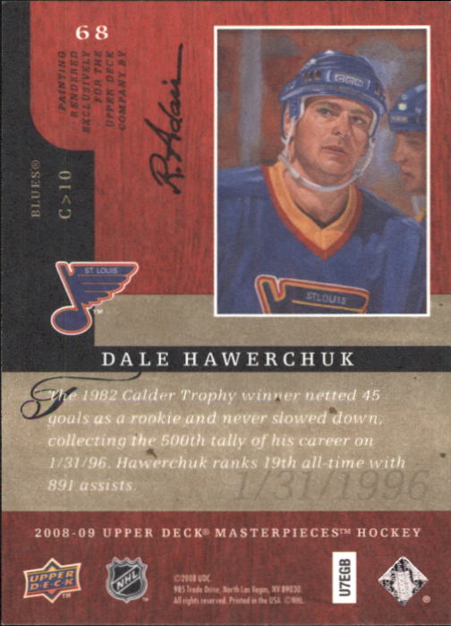 2008-09 UD Masterpieces #68 Dale Hawerchuk back image