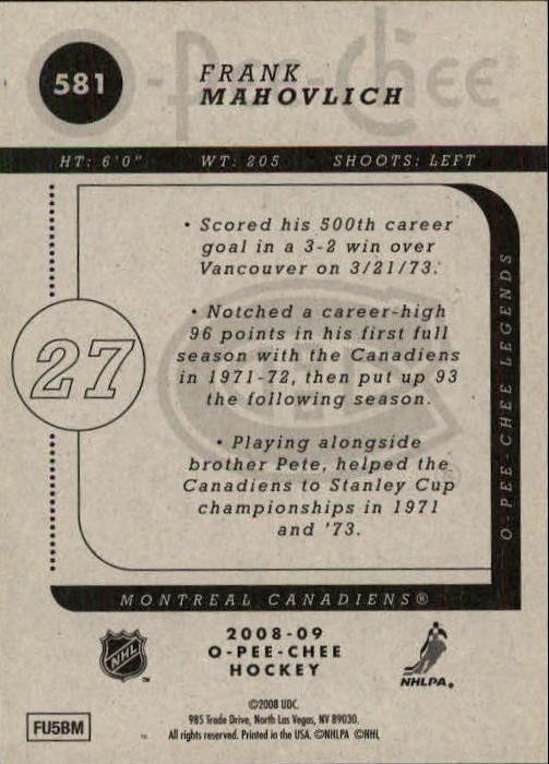 B0009- 2008-09 O Pee Chee Hockey Karte #S 501-600 -du Pick- 15 + Gratis US - Bild 125 von 153