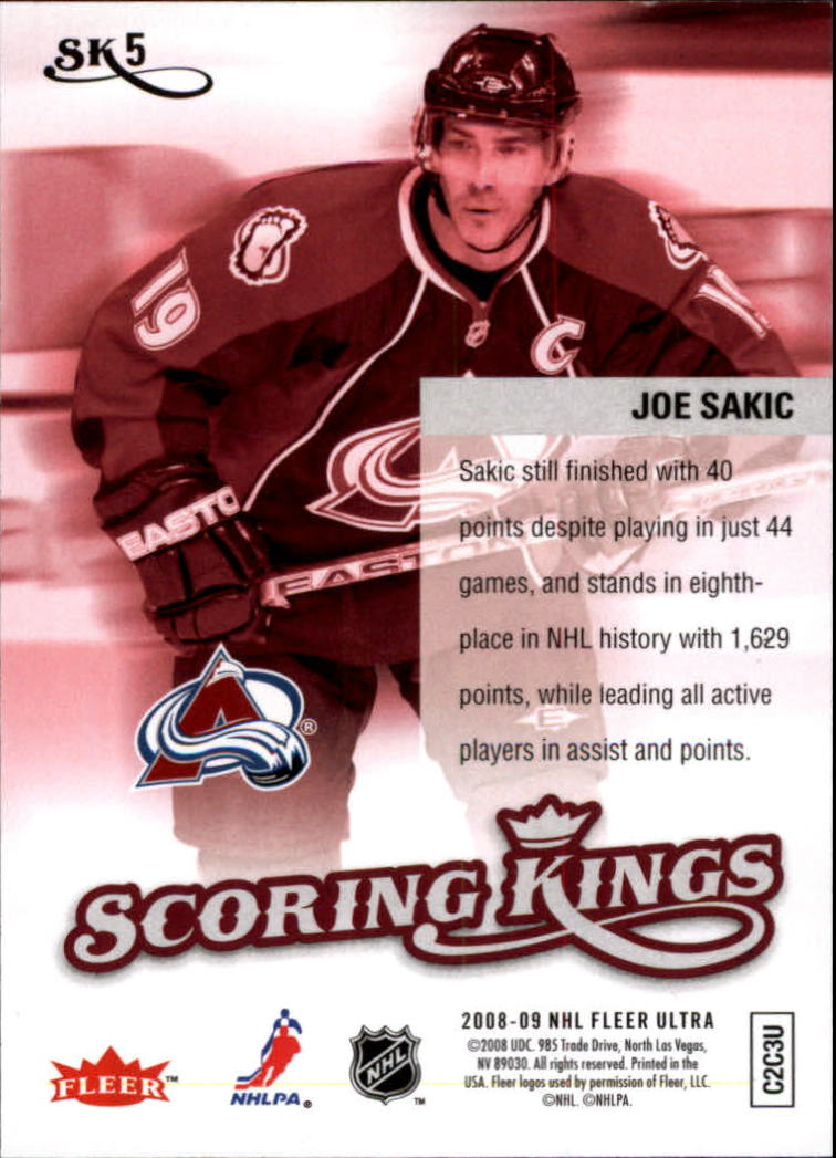 2008-09 Ultra Scoring Kings #SK5 Joe Sakic back image