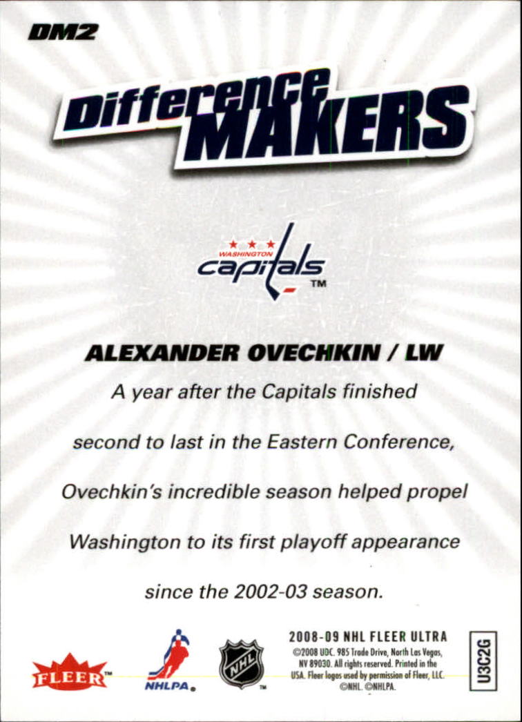 2008-09 Ultra Difference Makers #DM2 Alexander Ovechkin back image