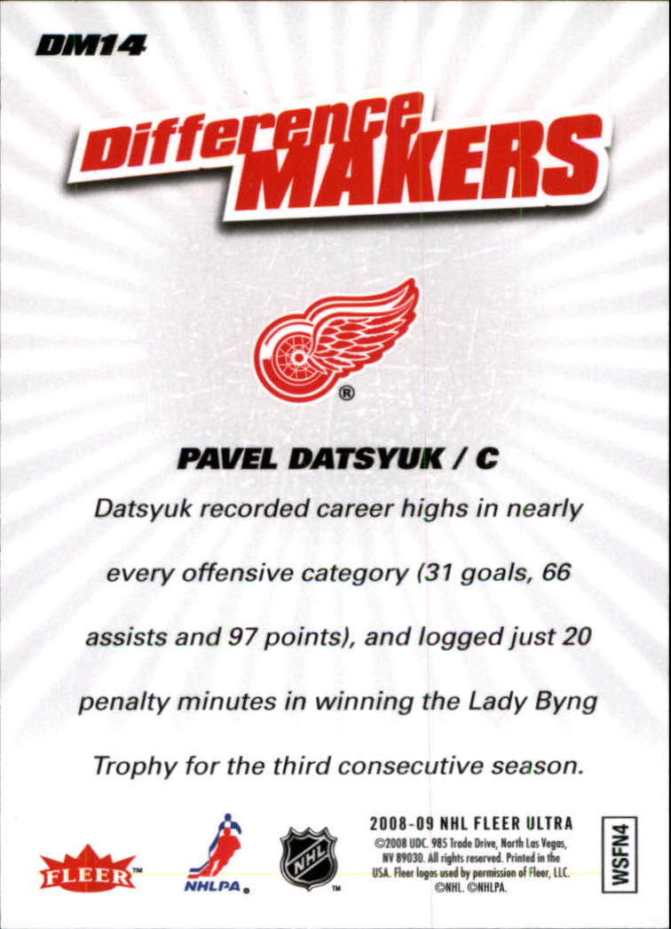 2008-09 Ultra Difference Makers #DM14 Pavel Datsyuk back image